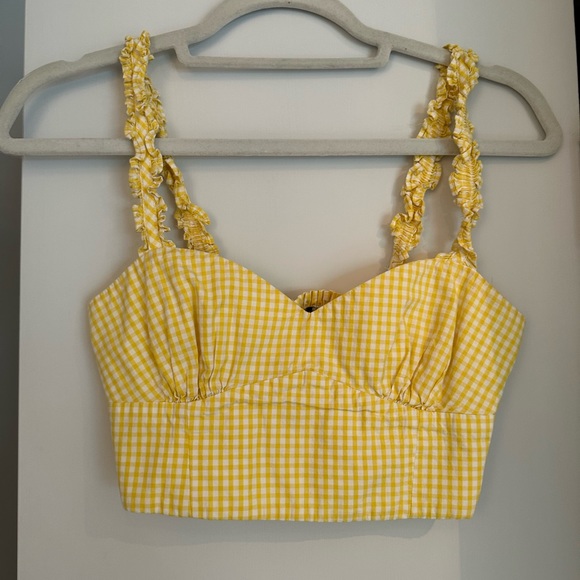 Zara Yellow Gingham Top - Picture 1 of 1